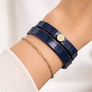 Tory Burch Navy Bow Wrap Bracelet
